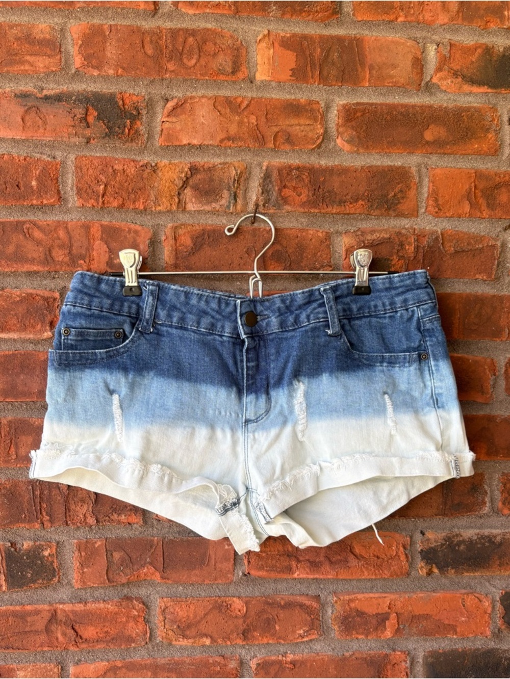 Women's Ombre Dip-Dye Denim Shorts - Blue to White